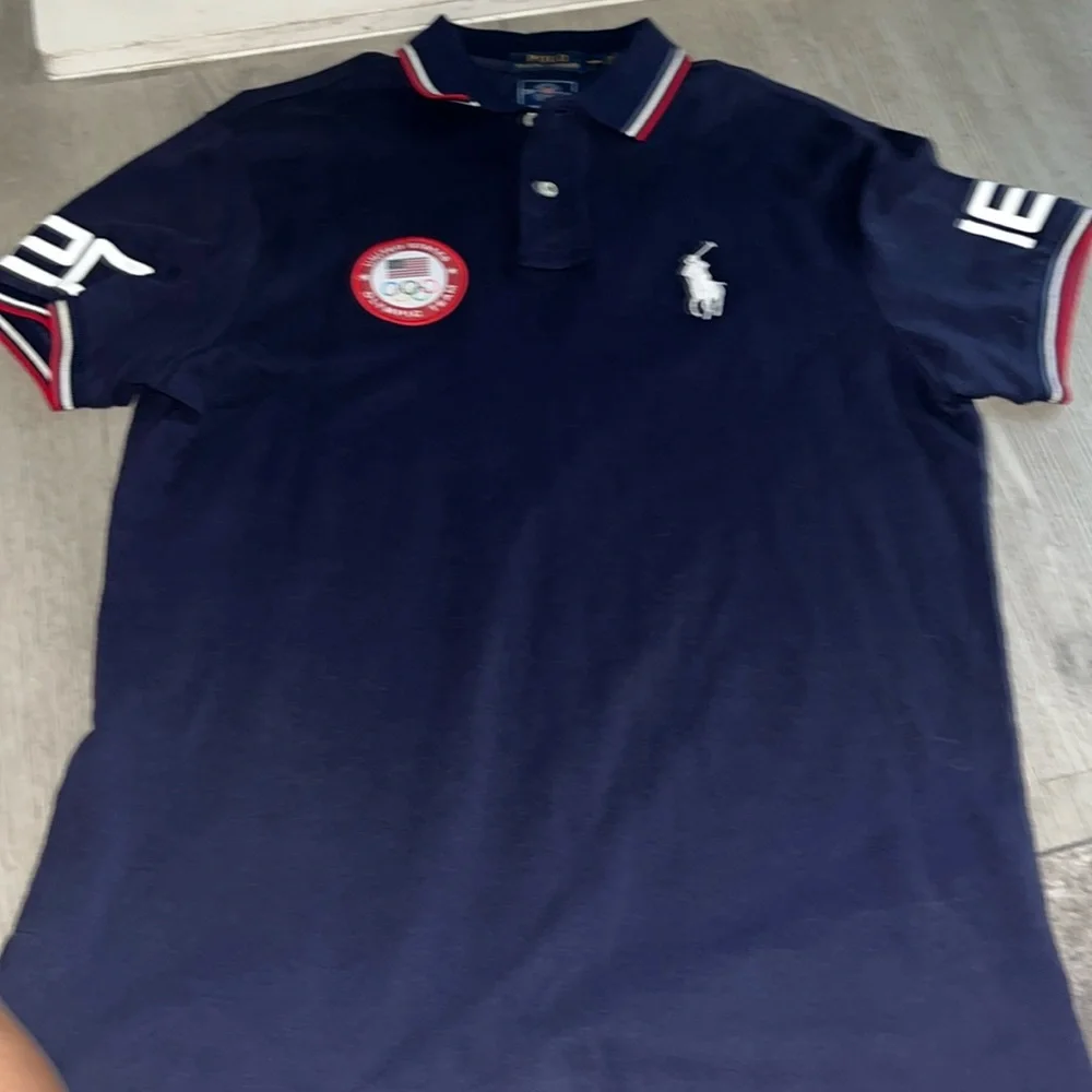 Ralph Lauren Mens L Spell Out Athlete Issued 2016 Olympics Collared Polo Shirt